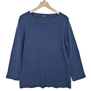 J.Crew Wool Cashmere Blend Oversized‎ Crewneck Tunic Sweater XS Navy Blue